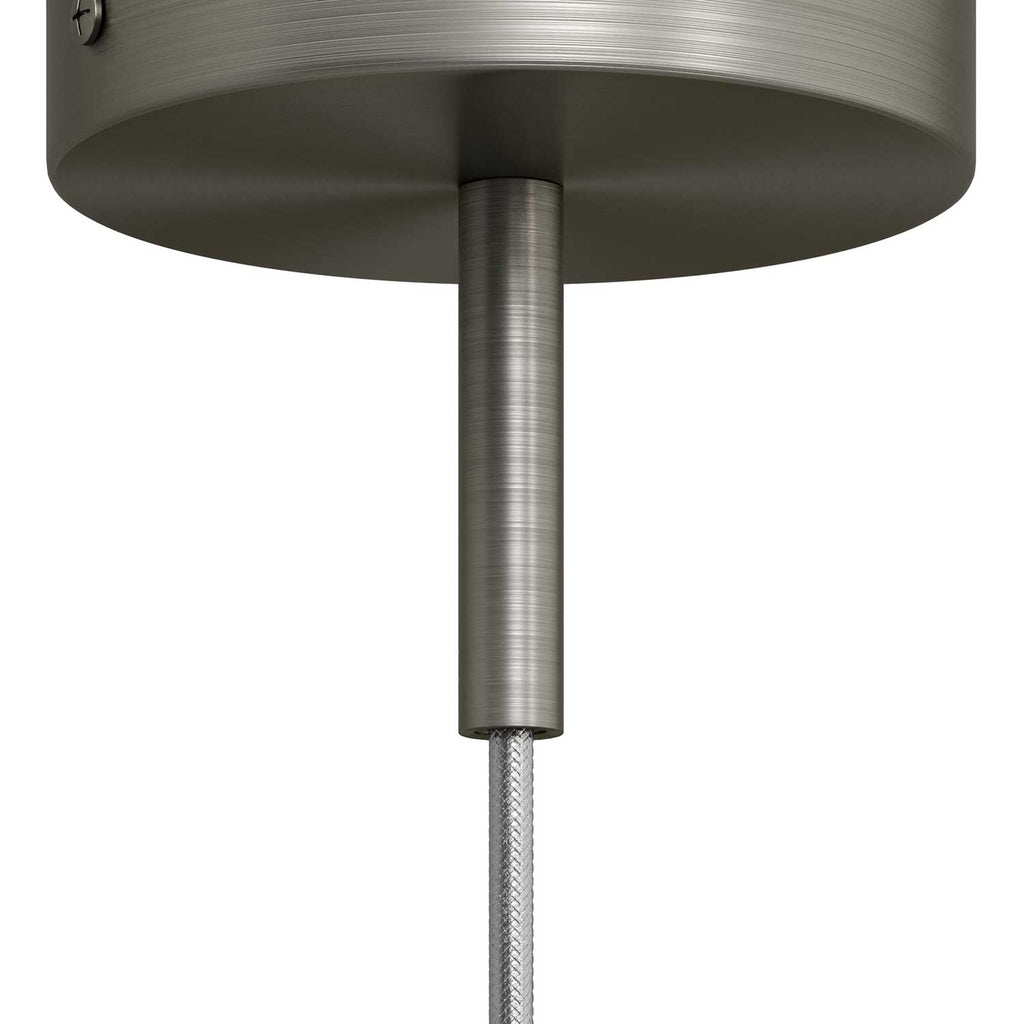 Zylindrische Metall-Zugentlastung, Länge 7 cm, komplett mit Stange, Mutter und Scheibe - Satiniertes Titan – Ansicht 3