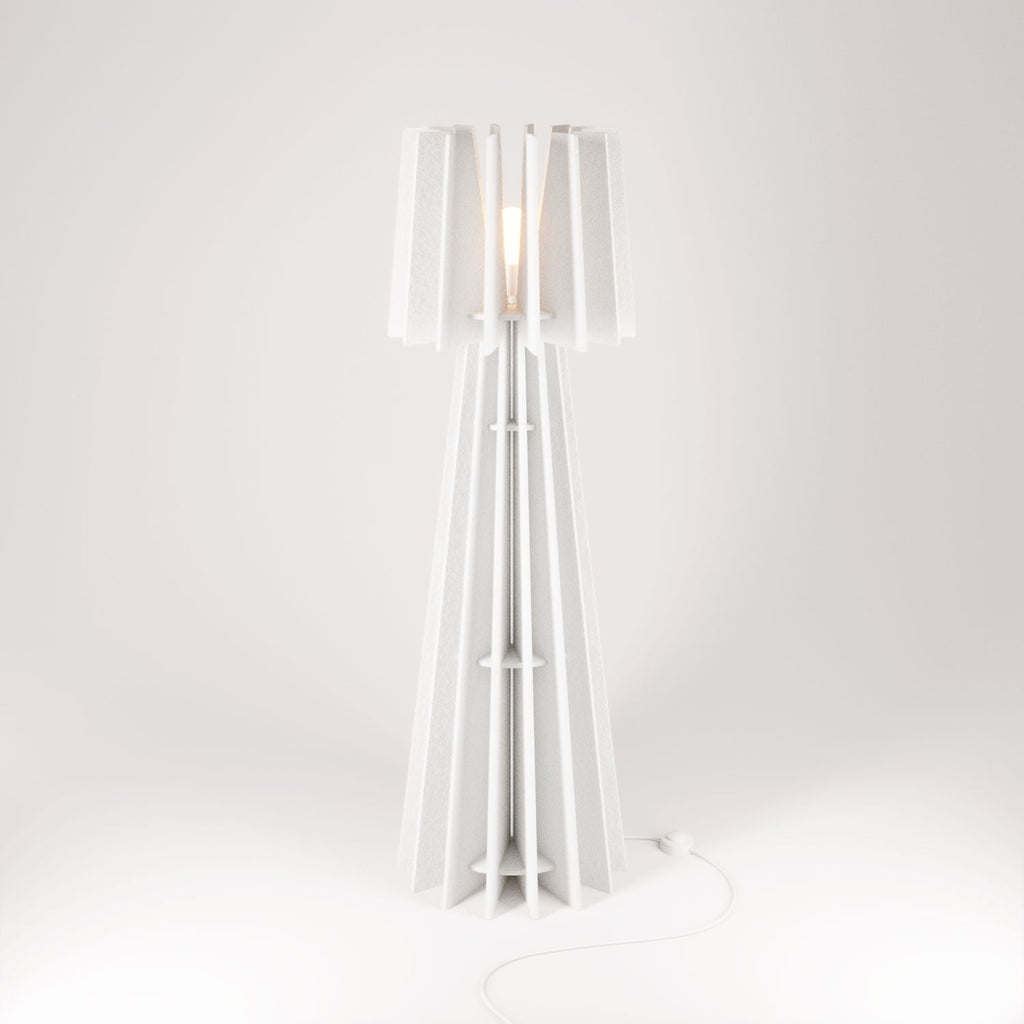 SHHINE Stehlampe aus schallabsorbierendem Material – Melange Weiß