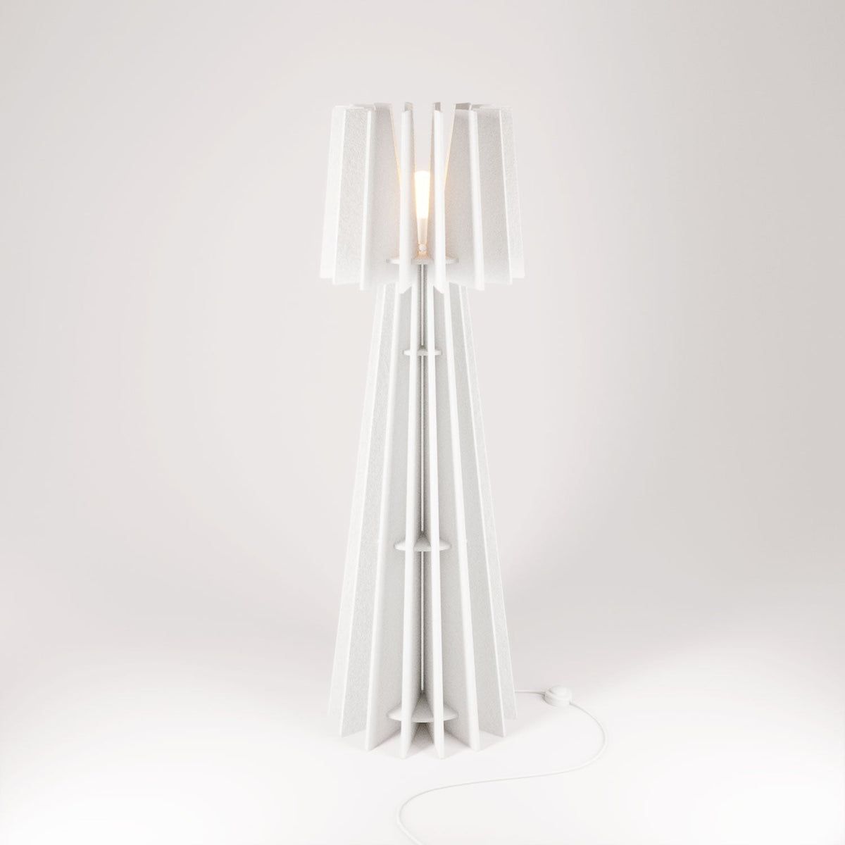 SHHINE Stehlampe aus schallabsorbierendem Material – Melange Weiß