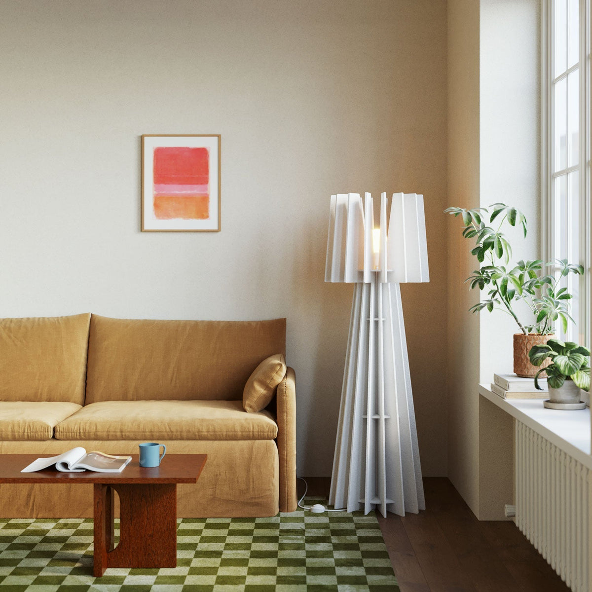 SHHINE Stehlampe aus schallabsorbierendem Material – Melange Weiß – Ansicht 2