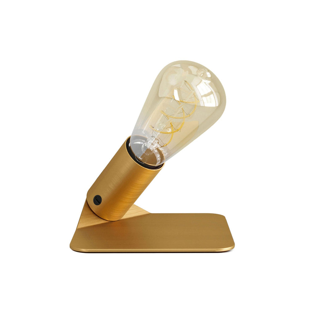 SI! Tischlampe mit 5V, Glühbirne ST64 und Metallfuß – Satinbronze