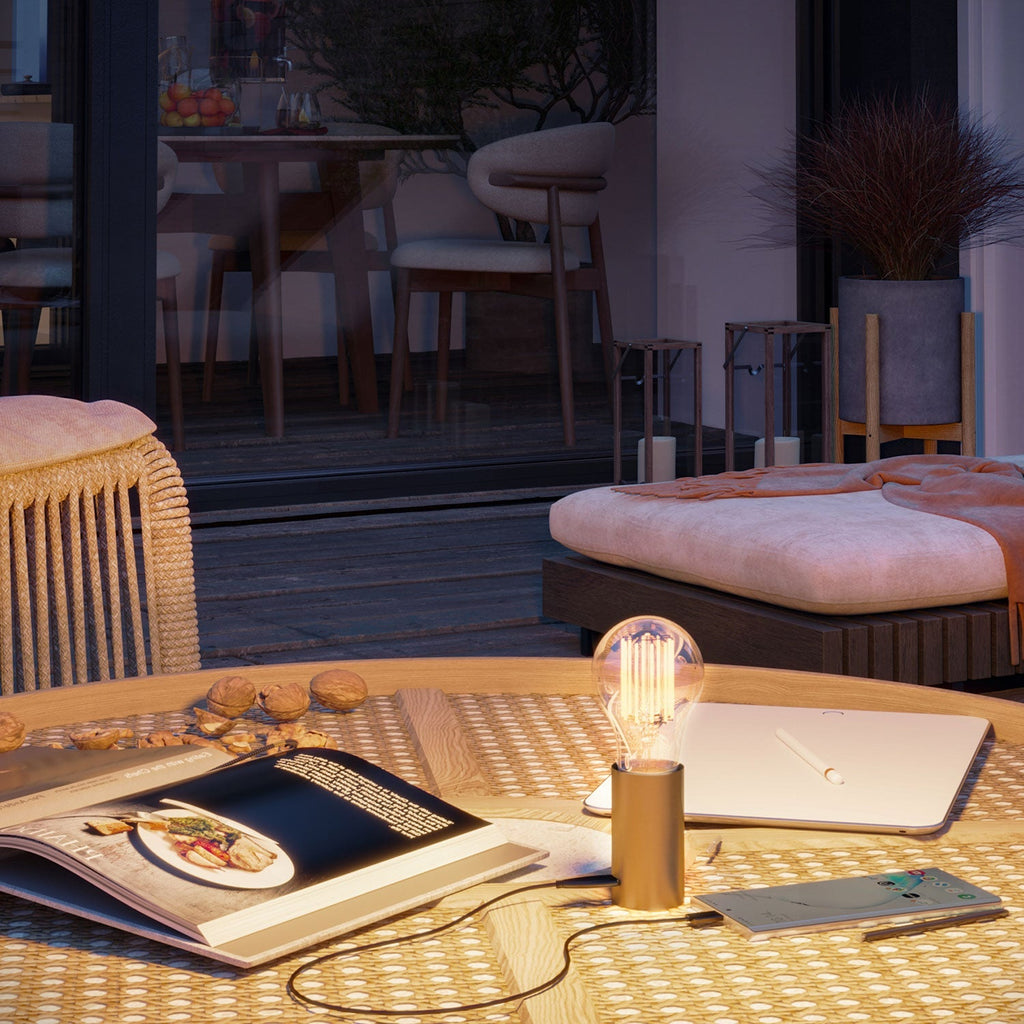 SI! Tragbare 5V-Lampe mit A60-Leuchtmittel – Satiniertes Bronze – Ansicht 5