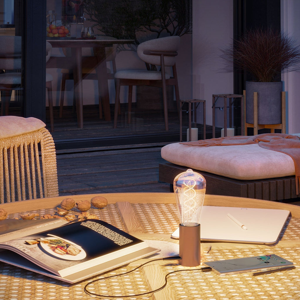 SI! Tragbare Lampe 5V mit ST64-Leuchtmittel – Satiniertes Kupfer – Ansicht 5
