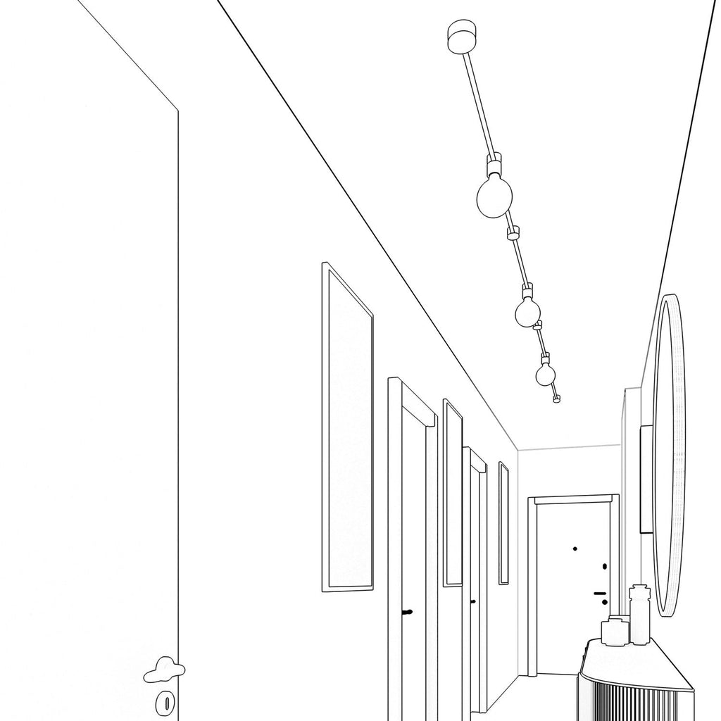 System Filé Linear Kit – mit Kabel CF10 von 5 m für Lichterketten und 7 Bauteilen aus weiß lackiertem Holz für Innenräume – Ansicht 4