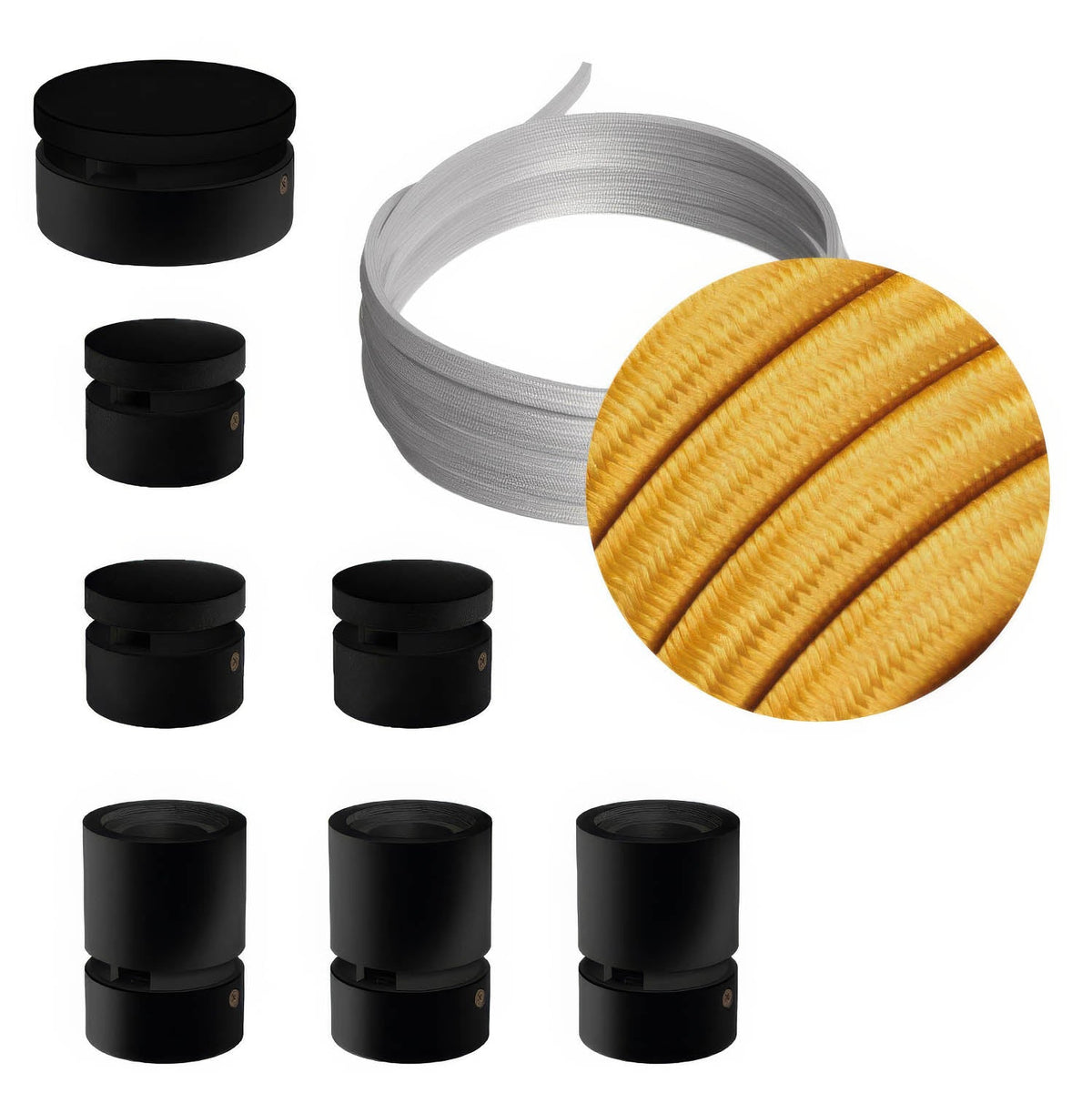 System Filé Linear Kit – mit 5 m CM05-Kabel für Lichterketten und 7 lackierten Holzelementen in Schwarz für Innenräume