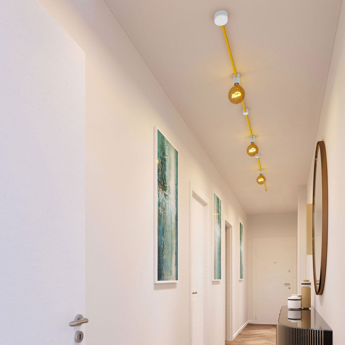 Filé Linear System Kit – mit 5 m CM10-Kabel für Lichterkette und 7 Komponenten aus weiß lackiertem Holz für Innenräume – Ansicht 2