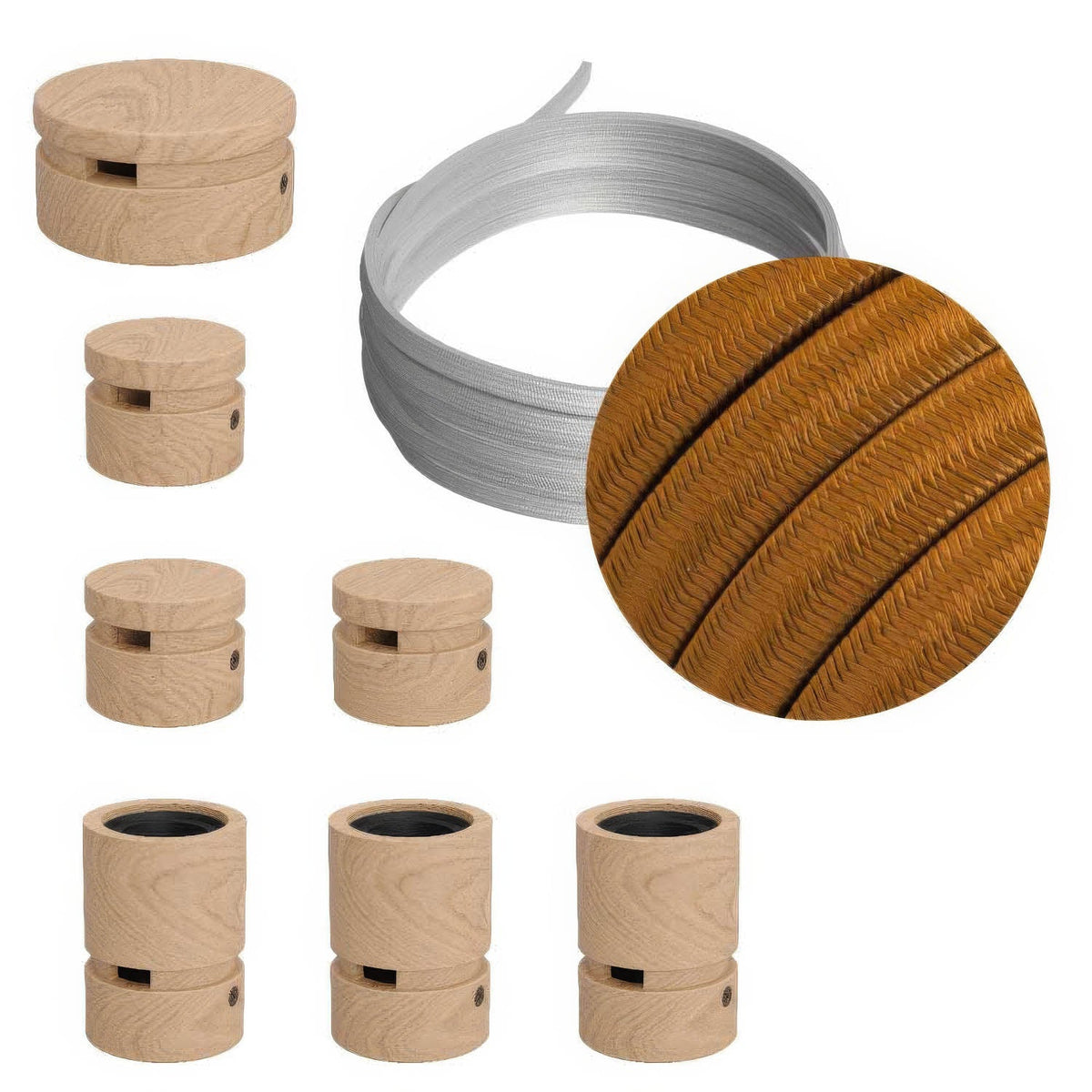 Filé Linear System Kit – mit 5-m-Kabel CM22 für Kettenaufhängung und 7 Holzelementen für Innenräume