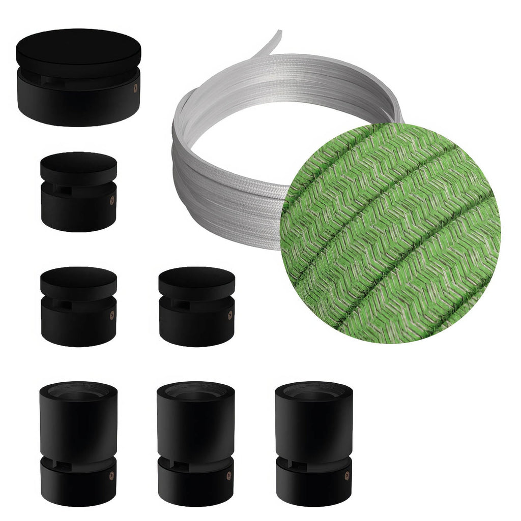 Filé Linear System Kit – mit 5 m CX08-Kabel für Lichterketten und 7 lackierten schwarzen Holzelementen für den Innenbereich