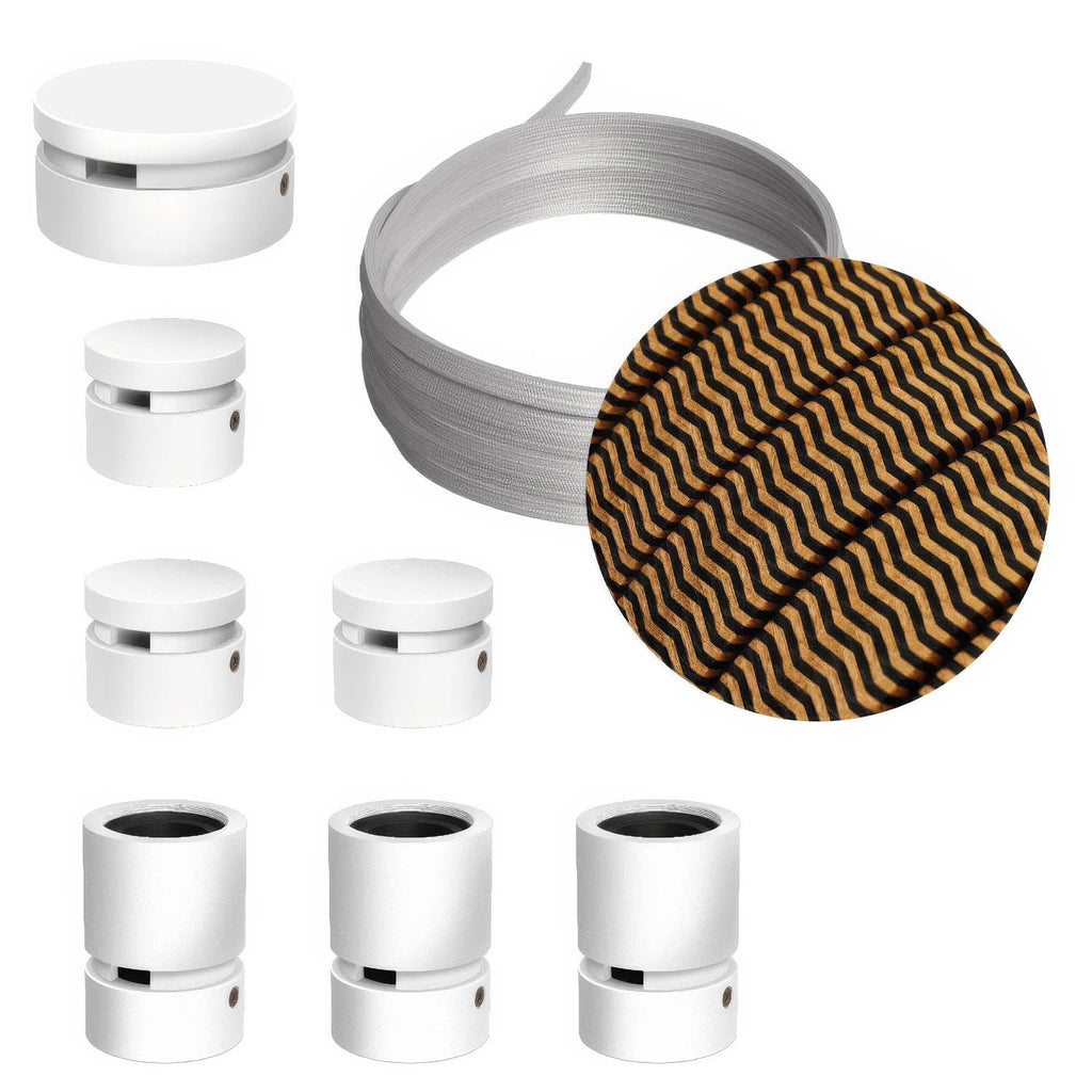 System Filé Linear Kit – mit 5 m CZ22-Kabel für Lichterketten und 7 weiß lackierten Holzelementen für den Innenbereich