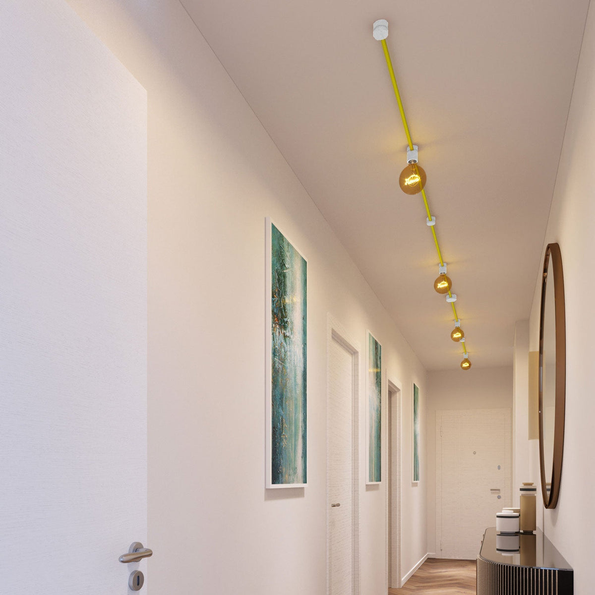 Filé Symmetric Kit-System – mit 5 m CF10-Kabel für Lichterkette und 9 Komponenten aus weiß lackiertem Holz für den Innenbereich – Ansicht 2
