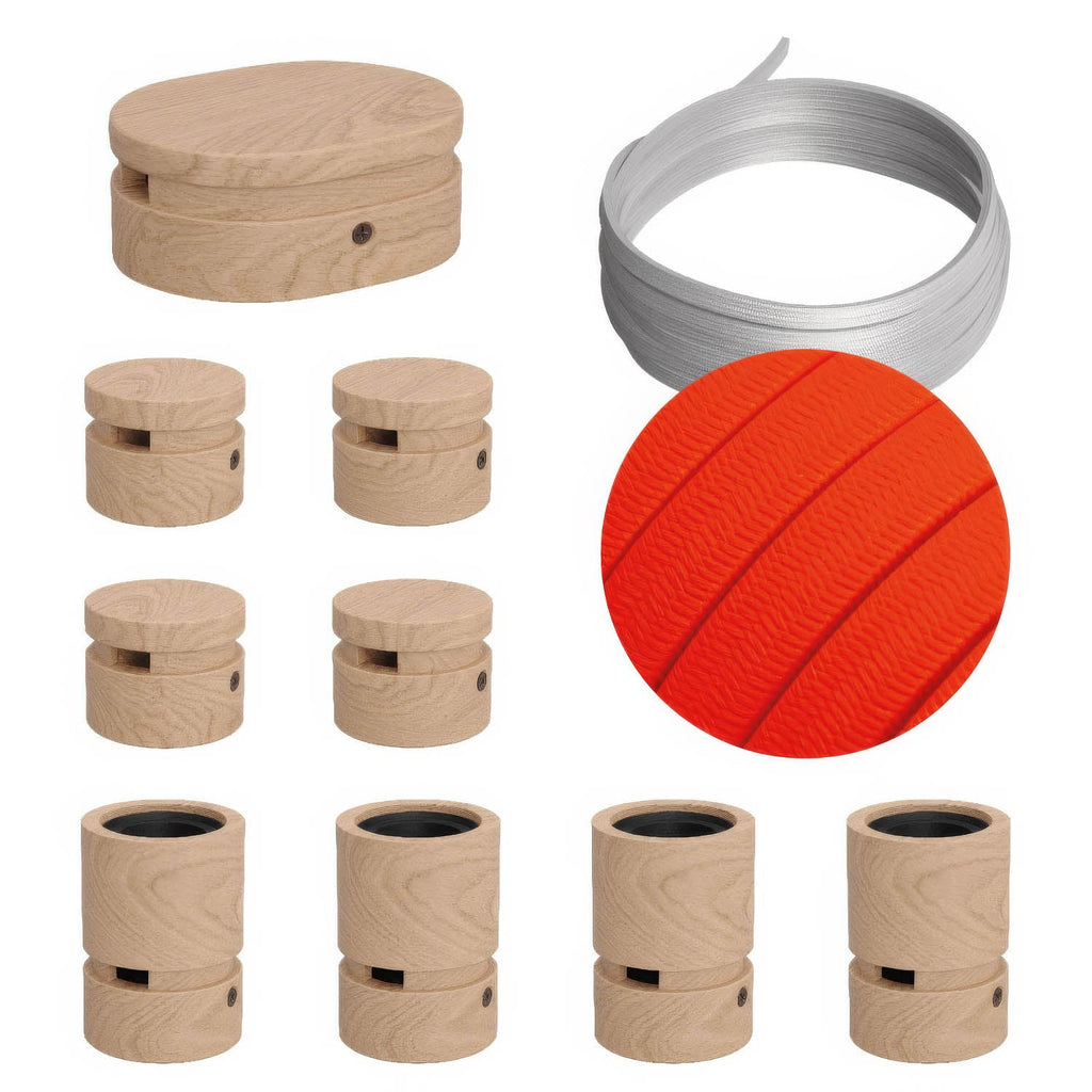 Filé Symmetric Komplettset – mit CF15 5 m Kordon für Lichterkette und 9 Holzelementen für den Innenbereich