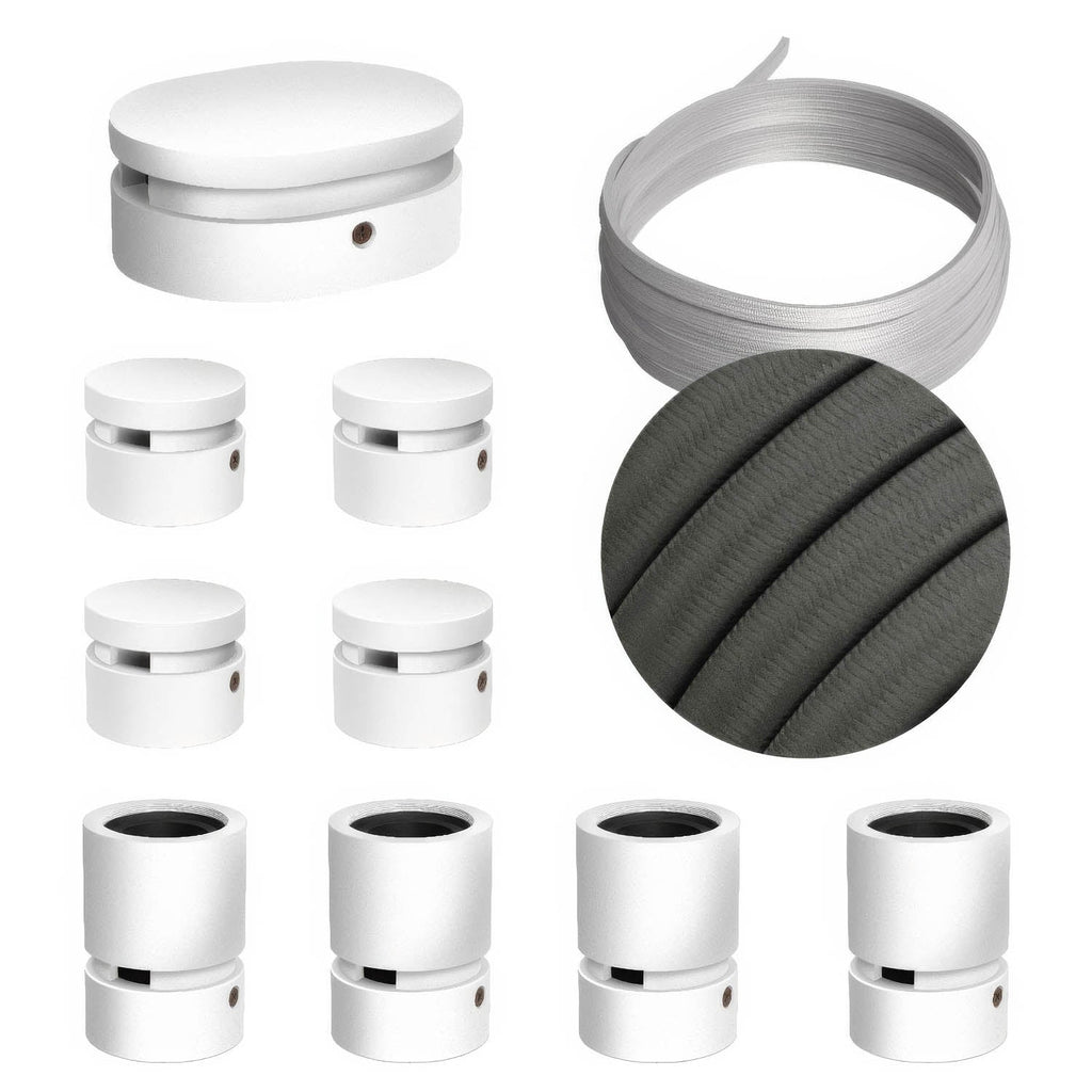 Filé Symmetric Kit – mit 5 m CM03 Kette-Kabel und 9 weiß lackierten Holzelementen für den Innenbereich