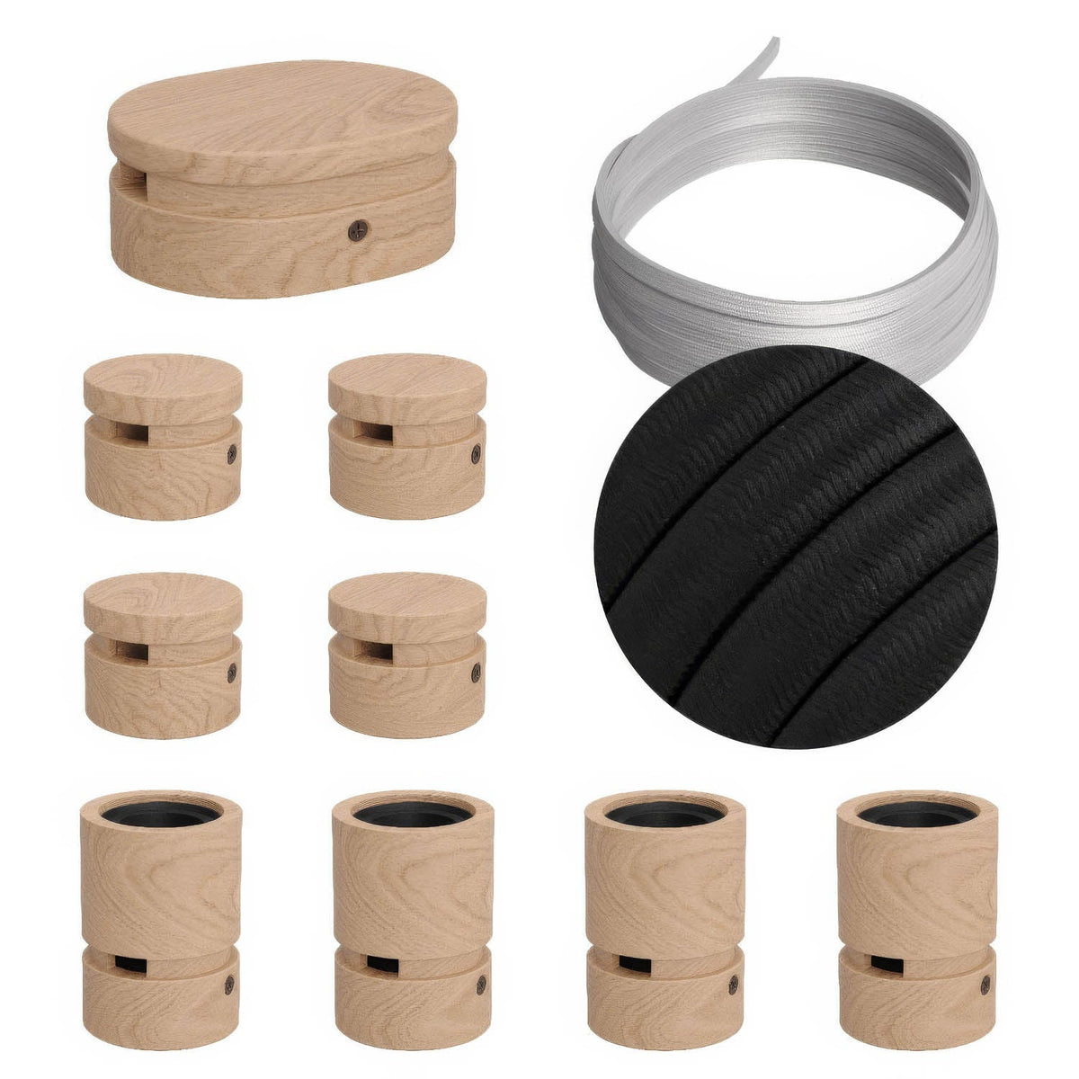 Filé Symmetric System Kit – mit 5 m CM04 Kabel für Lichterketten und 9 Holzelementen für Innenbereiche