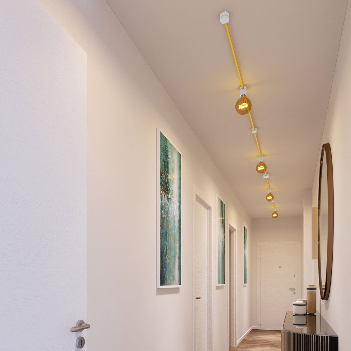 Filé Symmetric System Kit – mit CM10-Kabel 5 m für Lichterketten und 9 Komponenten aus weiß lackiertem Holz für den Innenbereich – Ansicht 2