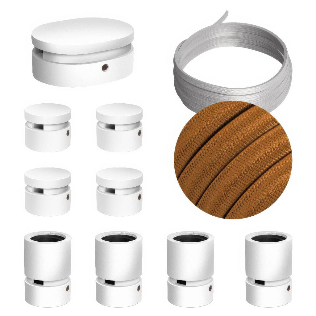 Filé Symmetric System Kit – mit 5-m-CM22-Kabel für Lichterketten und 9 weiß lackierten Holzelementen für den Innenbereich