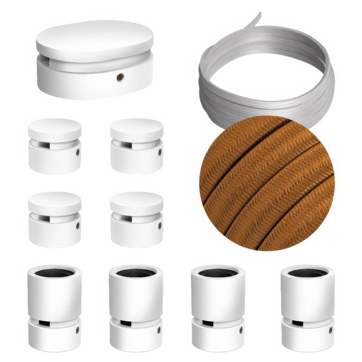 Filé Symmetric System Kit – mit 5-m-CM22-Kabel für Lichterketten und 9 weiß lackierten Holzelementen für den Innenbereich