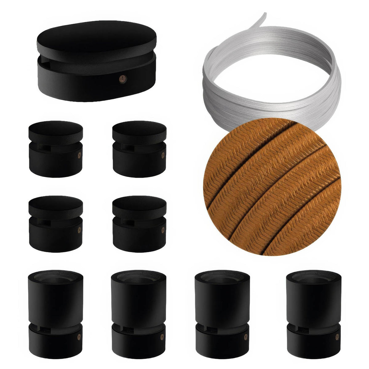 Filé Symmetric Kit – mit 5 m Kabel CM22 für Lichterkette und 9 schwarz lackierten Holzelementen für Innenbereiche
