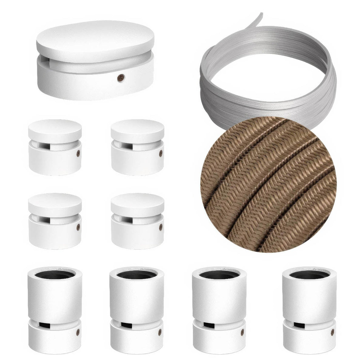 Filé Symmetric Kit-System – mit 5 m CM27-Kabel für Lichterketten und 9 weiß lackierten Holzteilen für Innenräume