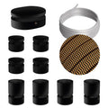 Sistema Filé Symmetric Kit – mit 5 m CZ22-Kabel für Kettenaufhängung und 9 Komponenten aus schwarz lackiertem Holz für den Innenbereich.