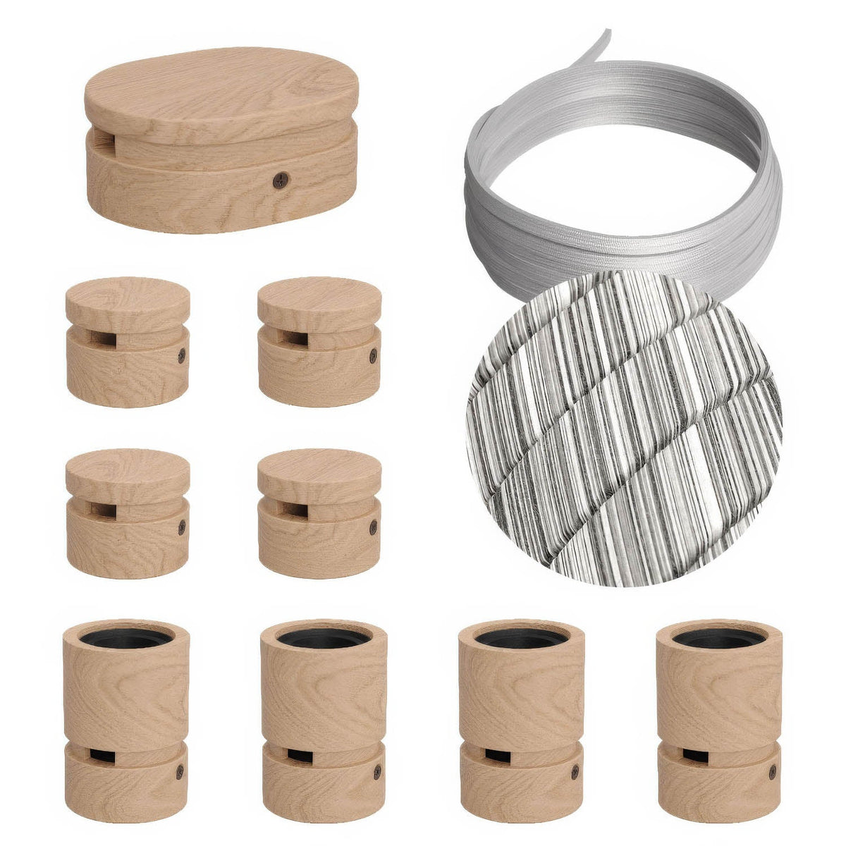 Symmetrisches Filé-System-Kit – mit ECC37-Kabel, 5 m für Lichterkette und 9 Komponenten aus Holz für den Innenbereich
