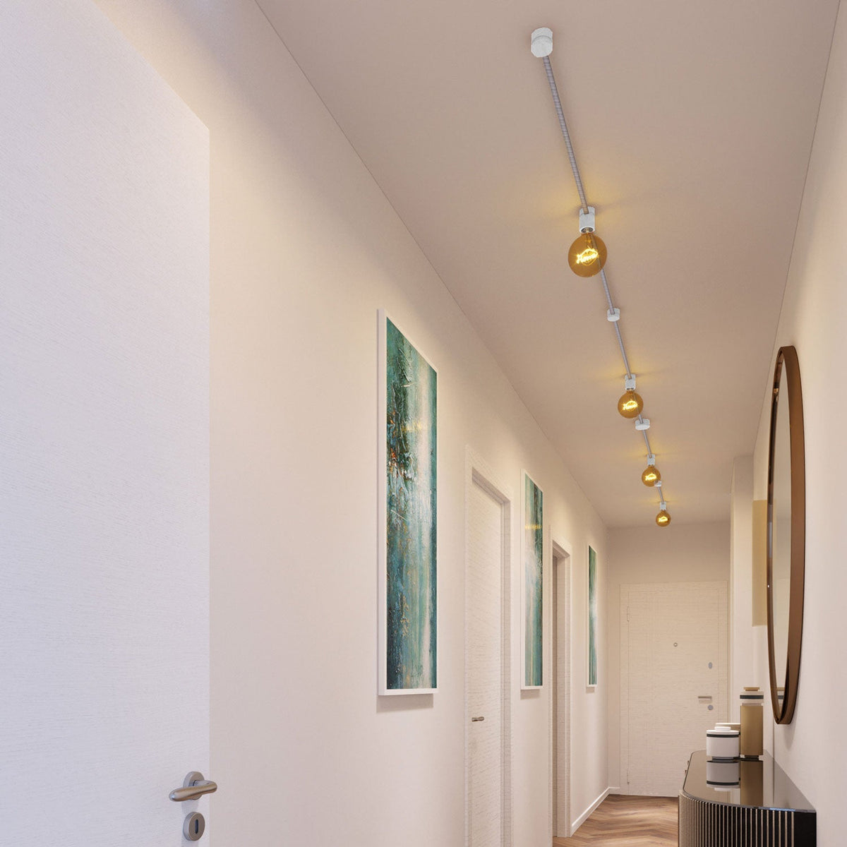 Filé Symmetric Kit System – mit ECC37-Kabel 5 m für Lichterketten und 9 weiß lackierten Holzelementen für Innenräume – Ansicht 2