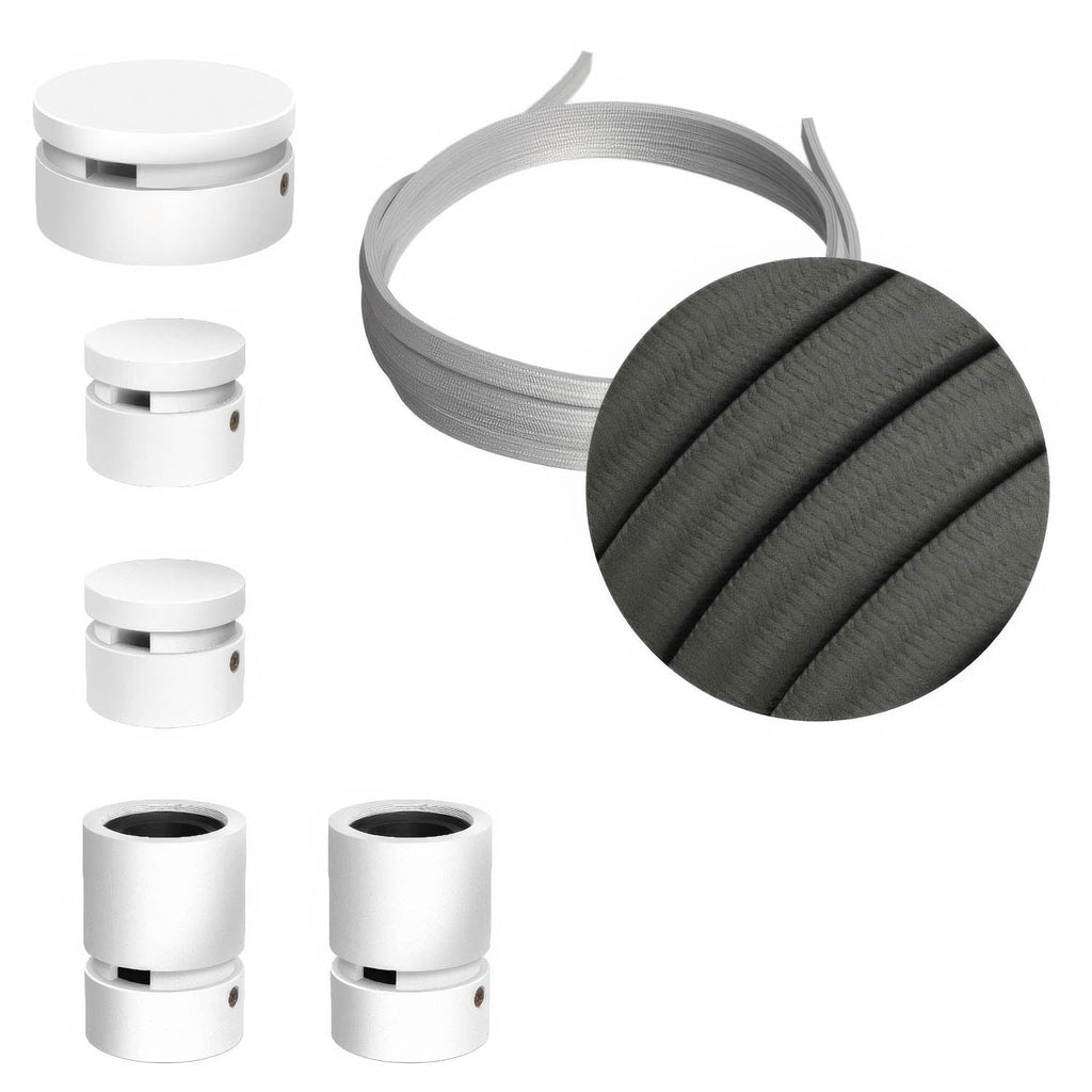 Filé Wiggle System-Set – mit 3 m langem CM03-Kabel für Lichterkette und 5 Komponenten aus weiß lackiertem Holz für den Innenbereich