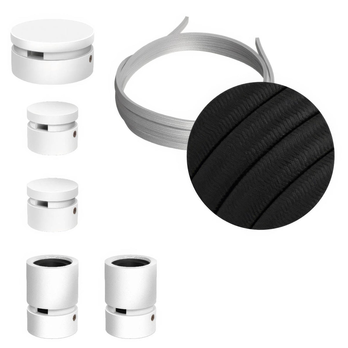 System Filé Wiggle Kit – mit Kabel CM04 von 3 m für Lichterketten und 5 Bauteilen aus weiß lackiertem Holz für Innenräume