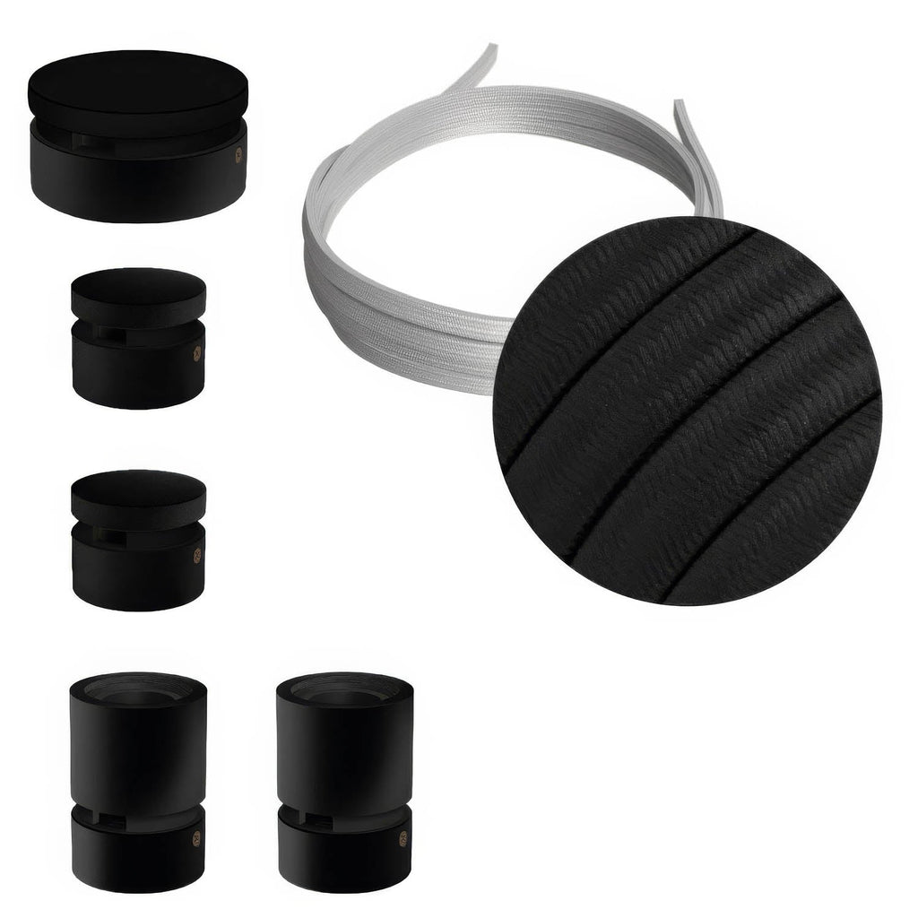 Filé Wiggle System Kit – mit 3 m CM04-Kabel für Lichterketten und 5 schwarz lackierten Holzteilen für den Innenbereich
