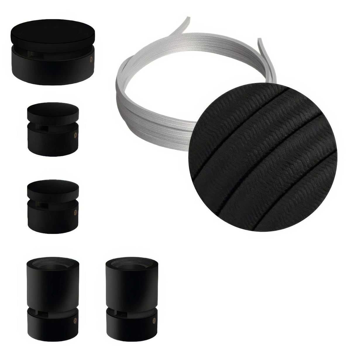 Filé Wiggle System Kit – mit 3 m CM04-Kabel für Lichterketten und 5 schwarz lackierten Holzteilen für den Innenbereich