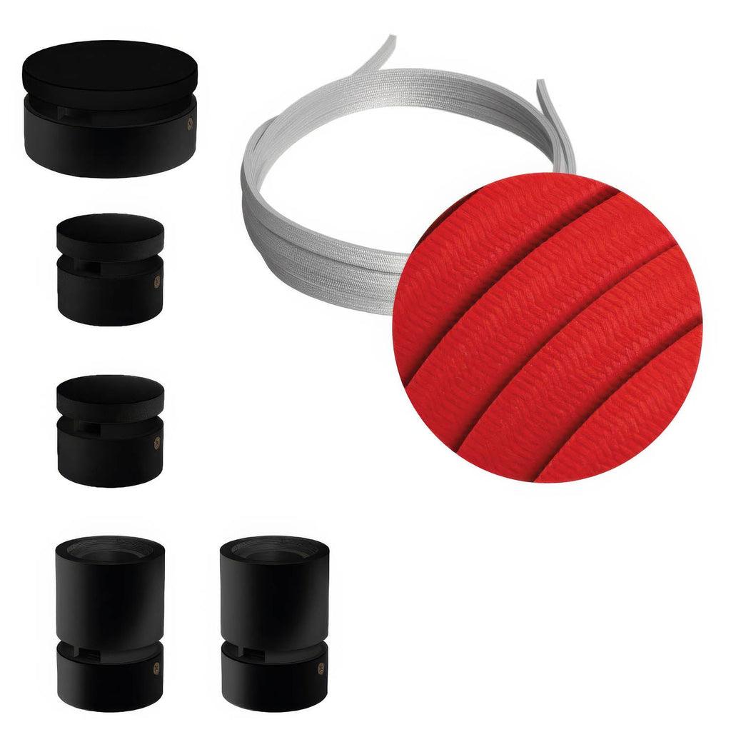 Filé Wiggle System Kit – mit 3 m CM09 Kabel für Lichterkette und 5 schwarz lackierten Holzelementen für den Innenbereich