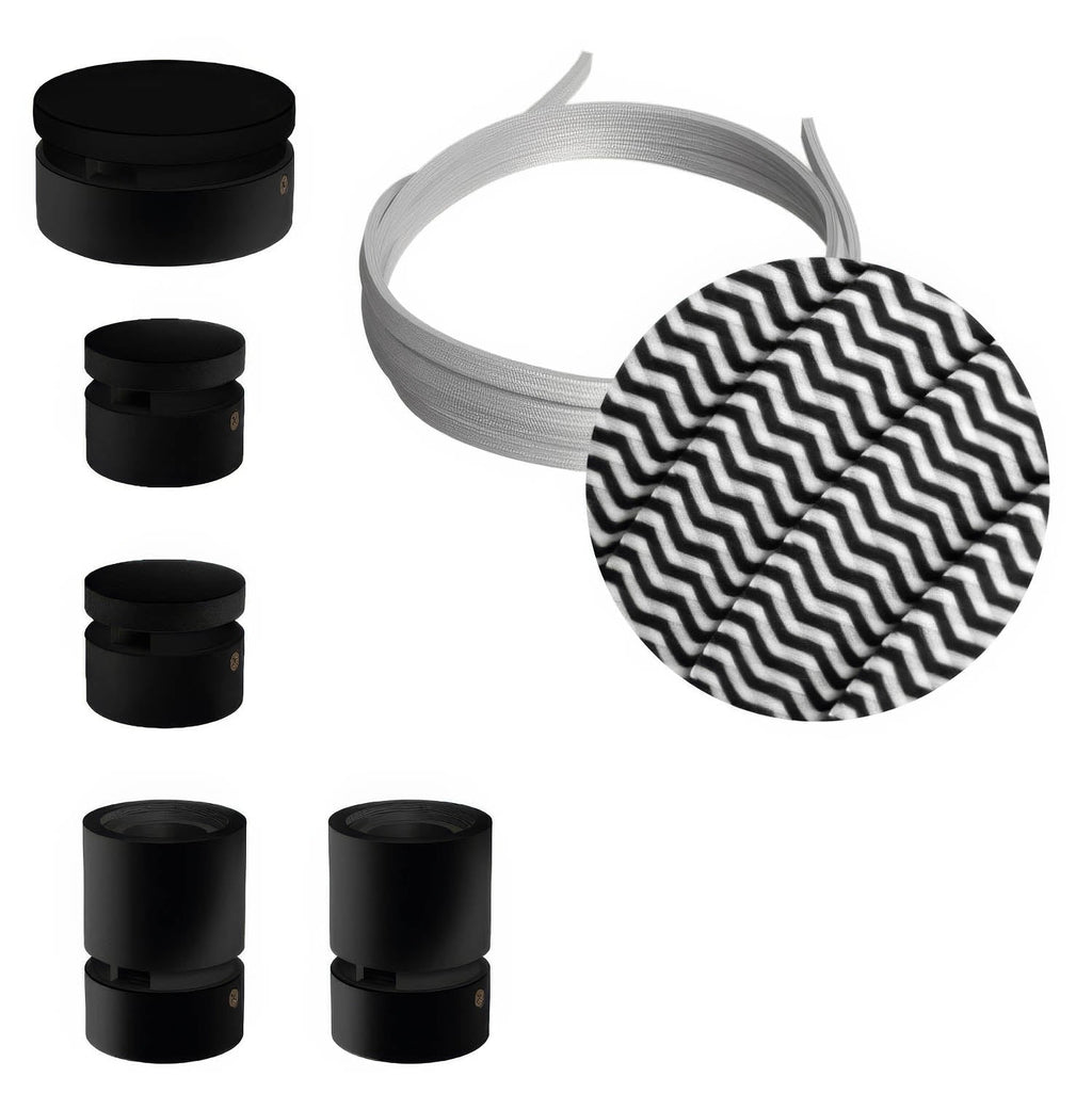 Filé Wiggle Kit-System – mit 3 m CZ04-Kabel für Lichterkette und 5 schwarz lackierten Holzelementen für den Innenbereich
