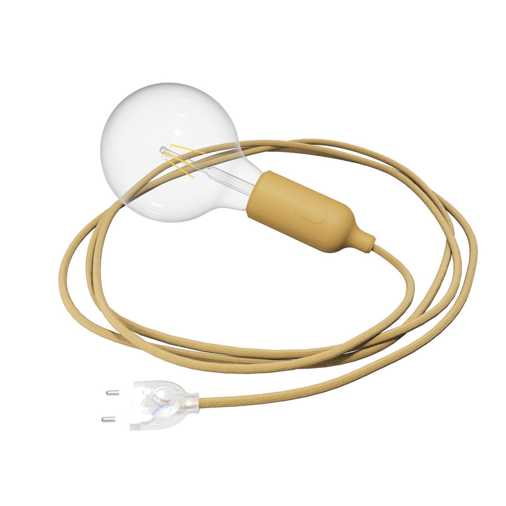 Snake Lampe aus Silikon mit Schalter und Stecker – Senfgelb