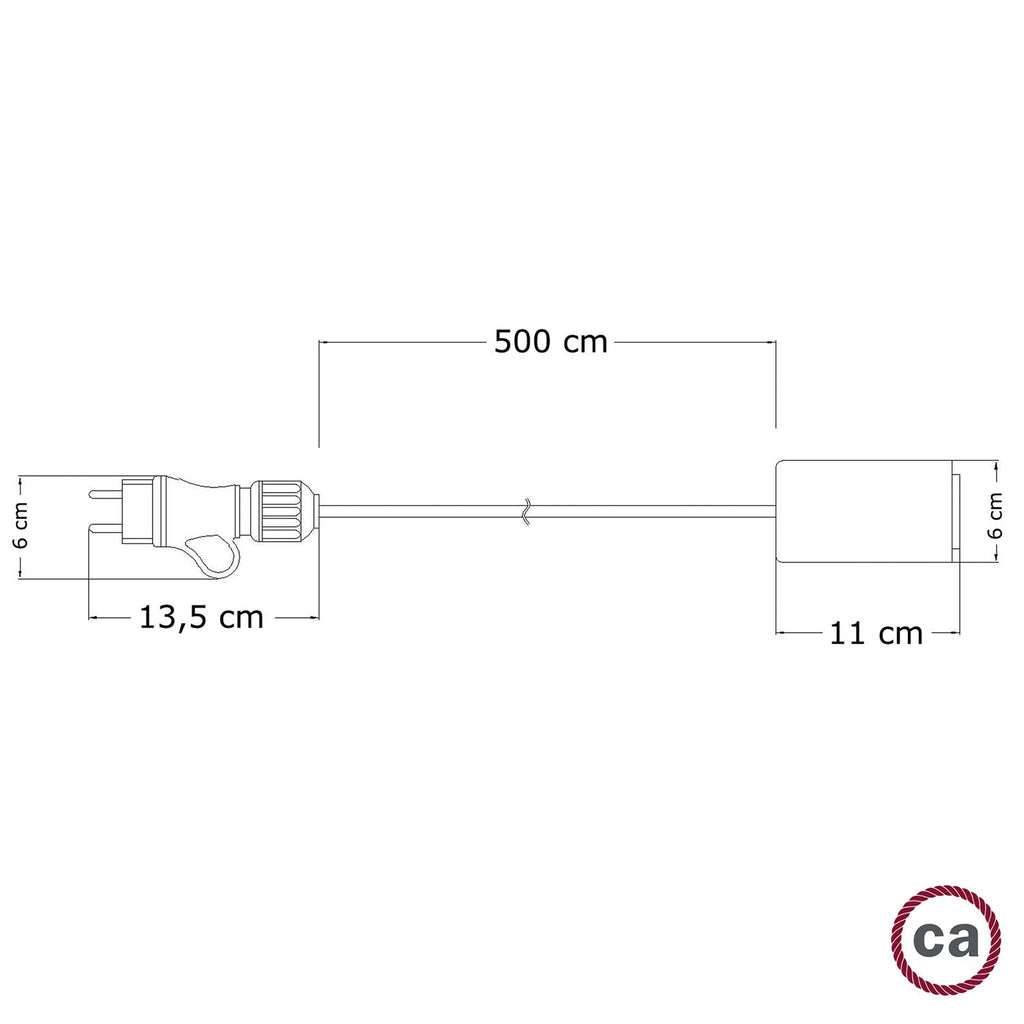Snake Modulair Elegant, tragbare Außenleuchte, 5 m Textilkabel, IP65-Fassung und Stecker – Schwarz – Ansicht 4