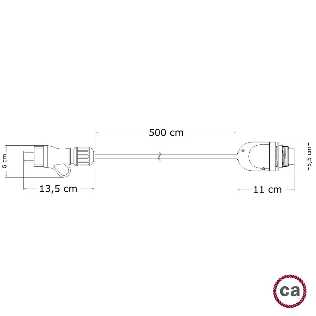 Snake Modulair, tragbare Außenleuchte, 5 m Textilkabel, IP65-Fassung und Stecker – Schwarz – Ansicht 4