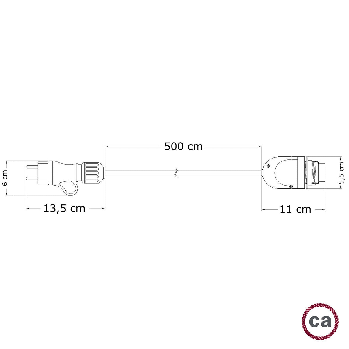 Snake Modulair, tragbare Außenleuchte, 5 m Textilkabel, IP65-Fassung und Stecker – Schwarz – Ansicht 4