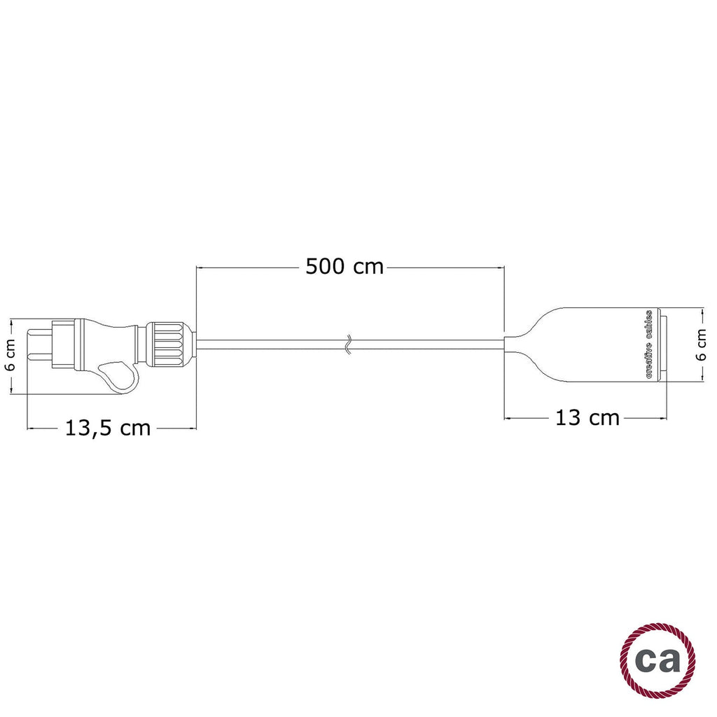 Snake Modulair Pastel, tragbare Außenlampe, 5 m Textilkabel, IP65-Fassung und Stecker – Senfgelb – Ansicht 4