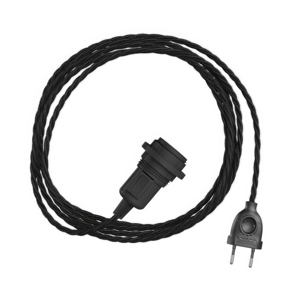 Snake Twisted für Lampenschirm – Plug-in-Leuchte mit geflochtenem Stoffkabel TC04