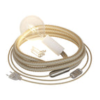SnakeBis Cord – Weiße Plug-in-Lampe mit geflochtenem Juteseil