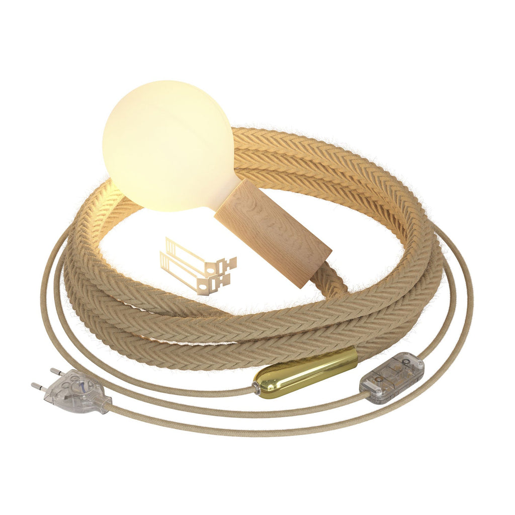 SnakeBis Corda – Plug-in-Lampe mit geflochtenem Juteseil