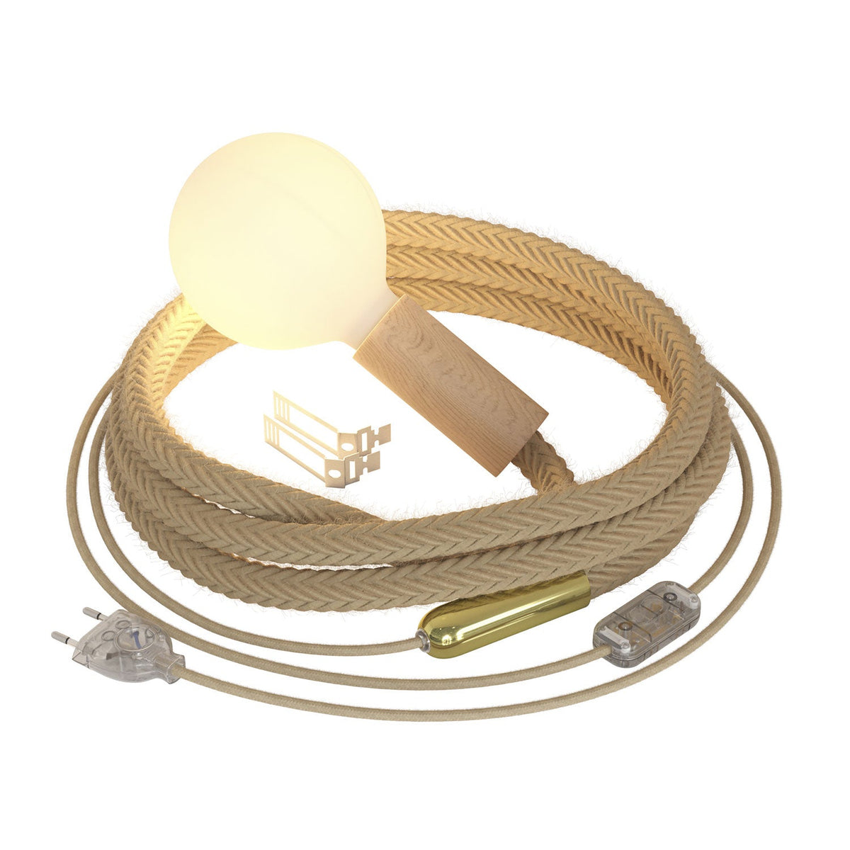 SnakeBis Corda – Plug-in-Lampe mit geflochtenem Juteseil