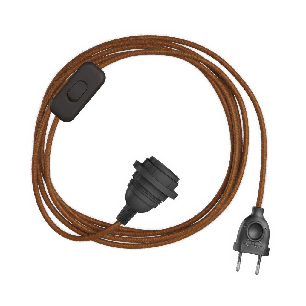 SnakeBis für Lampenschirm – Verdrahtung mit Lampenfassung und farbigem Stoffkabel RC23