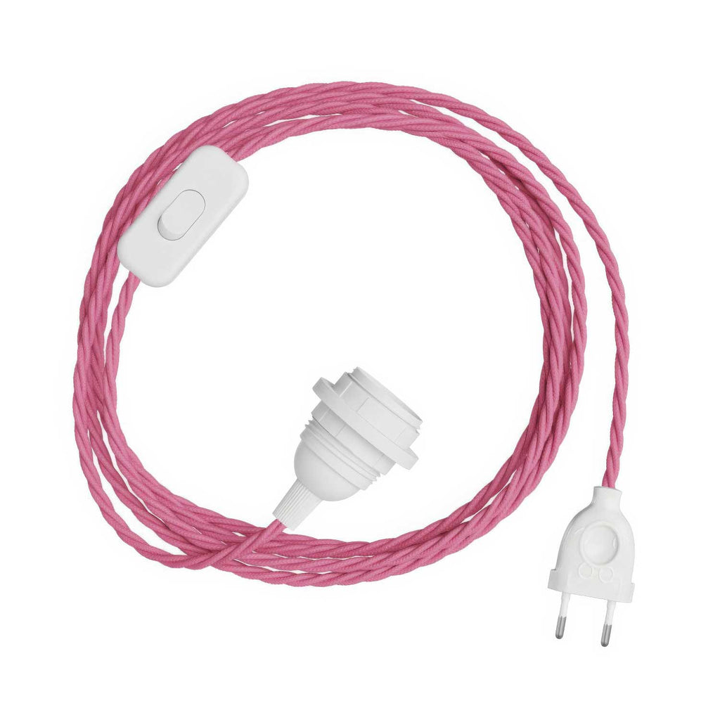SnakeBis Twisted für Lampenschirm – Verkabelung mit Lampenfassung und geflochtenem Stoffkabel TM08