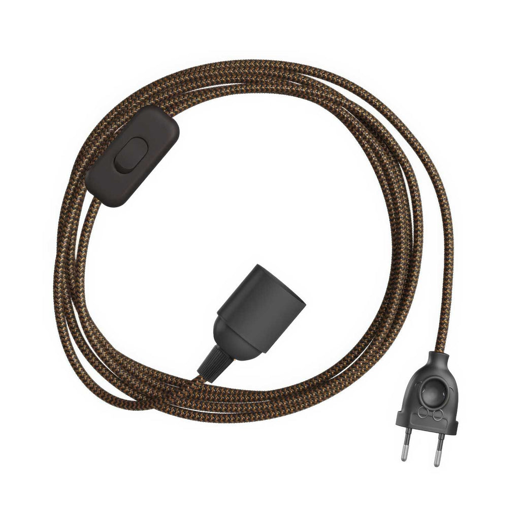 SnakeBis Zickzack – Kabelkonfektion mit Fassung und Zickzack-Stoffkabel RZ24