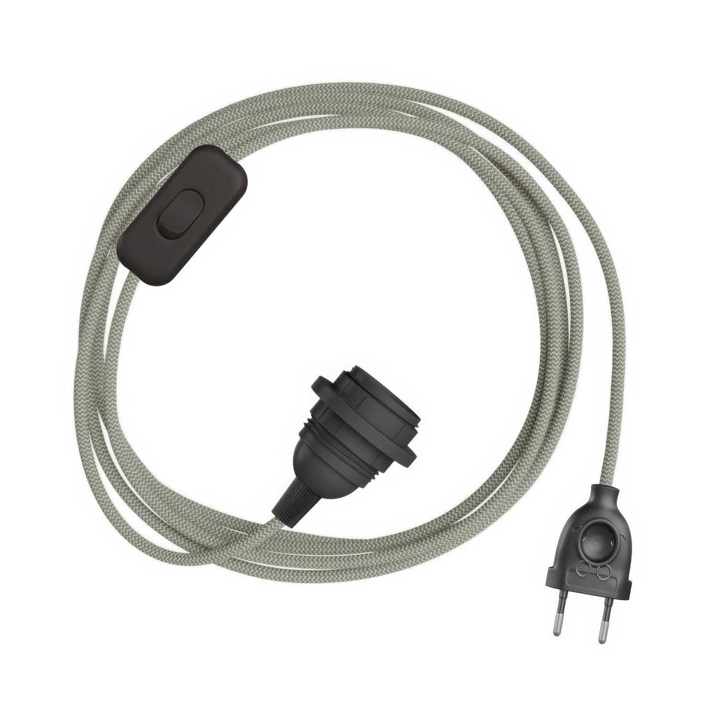 SnakeBis Zig-Zag für Lampenschirm – Verkabelung mit Lampenfassung und Stoffkabel in Zig-Zag-Optik RD74