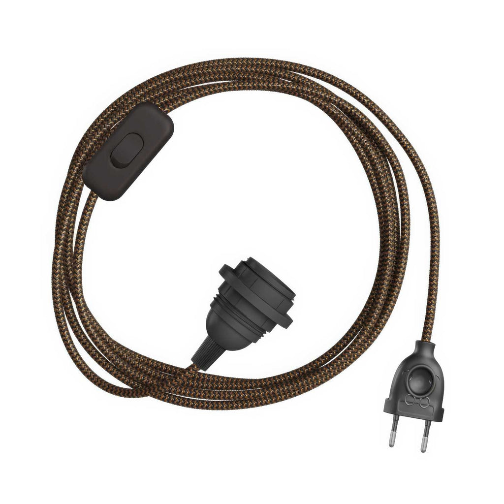 SnakeBis Zig-Zag für Lampenschirme – Verkabelung mit Fassung und Stoffkabel im Zig-Zag-Look RZ24