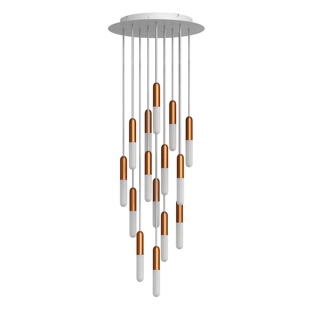 15-licht-hängeleuchte komplett mit P-Light und Rose-One 400mm – Kupfer