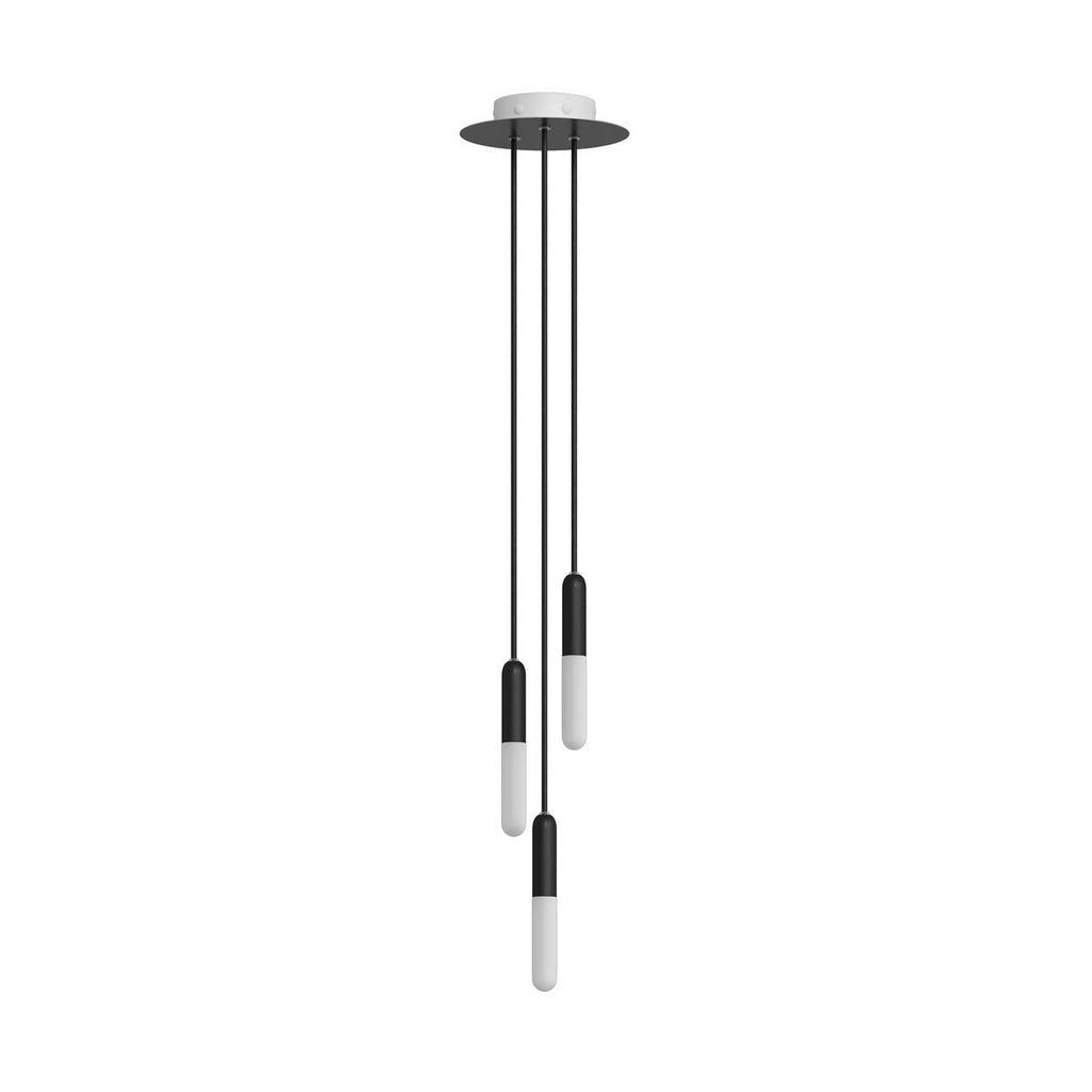 3-fach-Pendelleuchte komplett mit P-Light und Rose-One 200mm – Schwarz