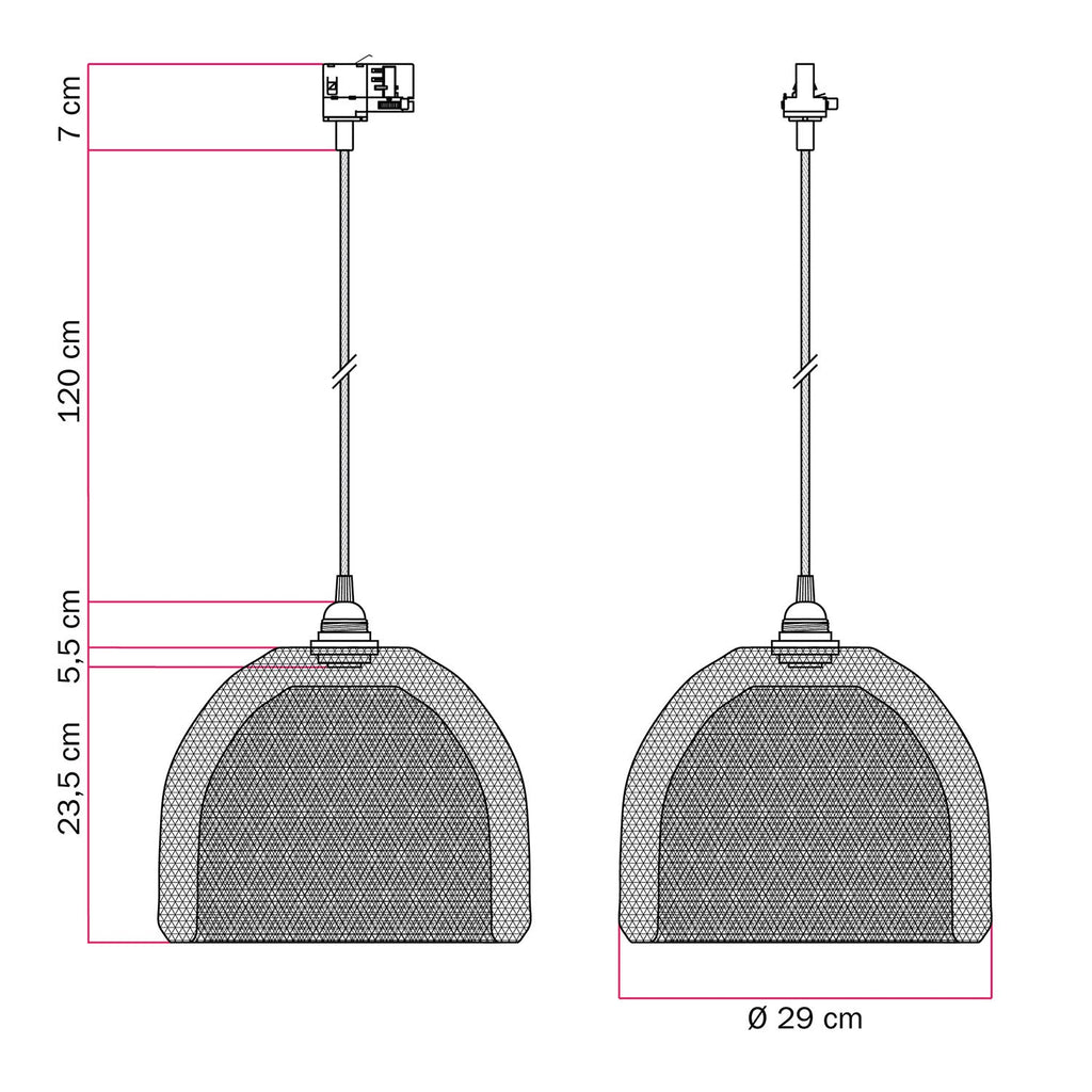Hängeleuchte mit Ghostbell XL-Käfigschirm für Stromschienen – Weiß – Ansicht 6