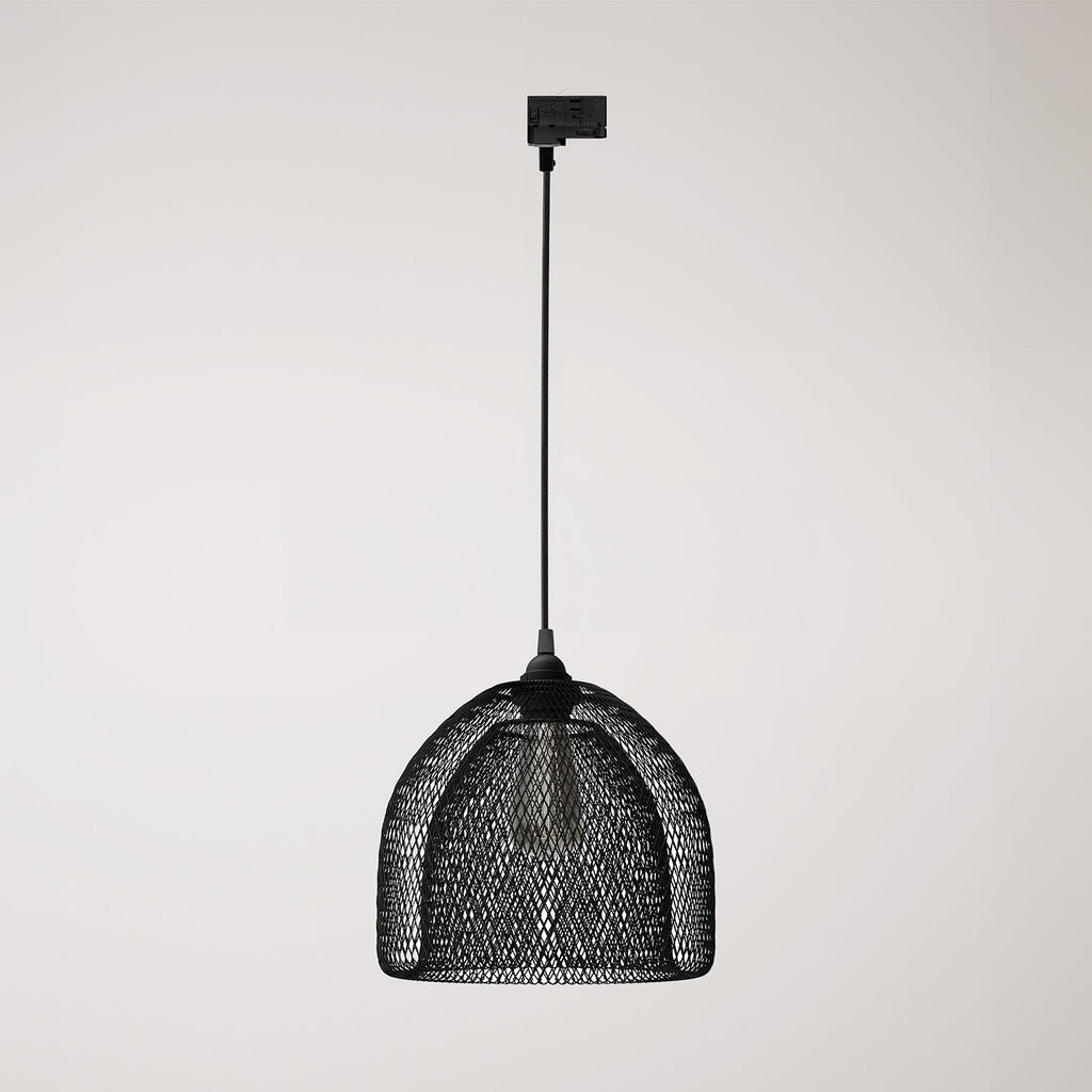 Pendelleuchte mit Ghostbell XL Gitter-Schirm für Schienensysteme – Schwarz