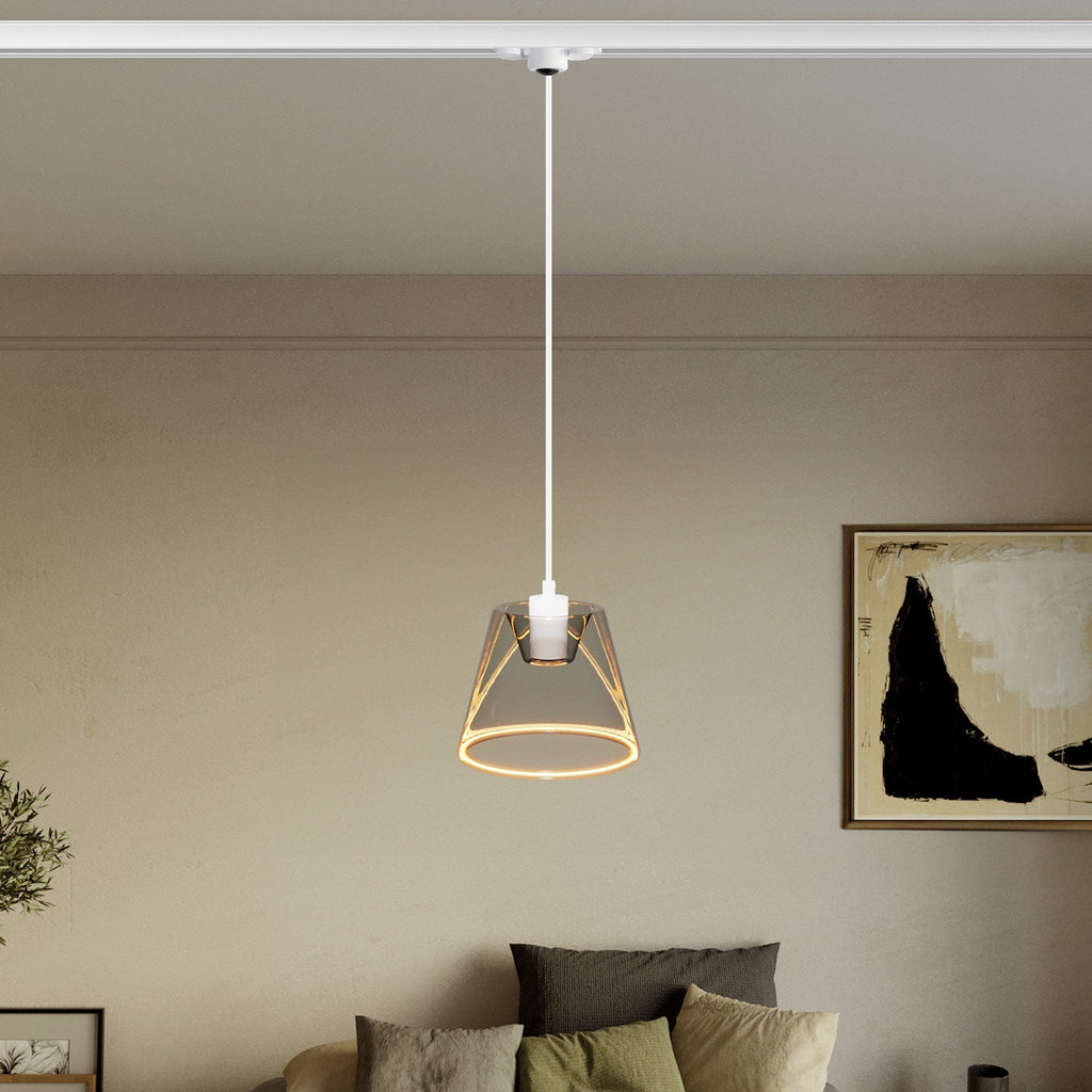 Pendelleuchte für Schienensysteme mit Ghost-Konus-Lampe smoky - Weiß – Ansicht 2